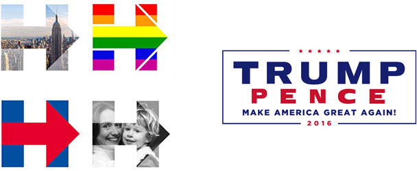 Hillary and Trump's election campaign logos