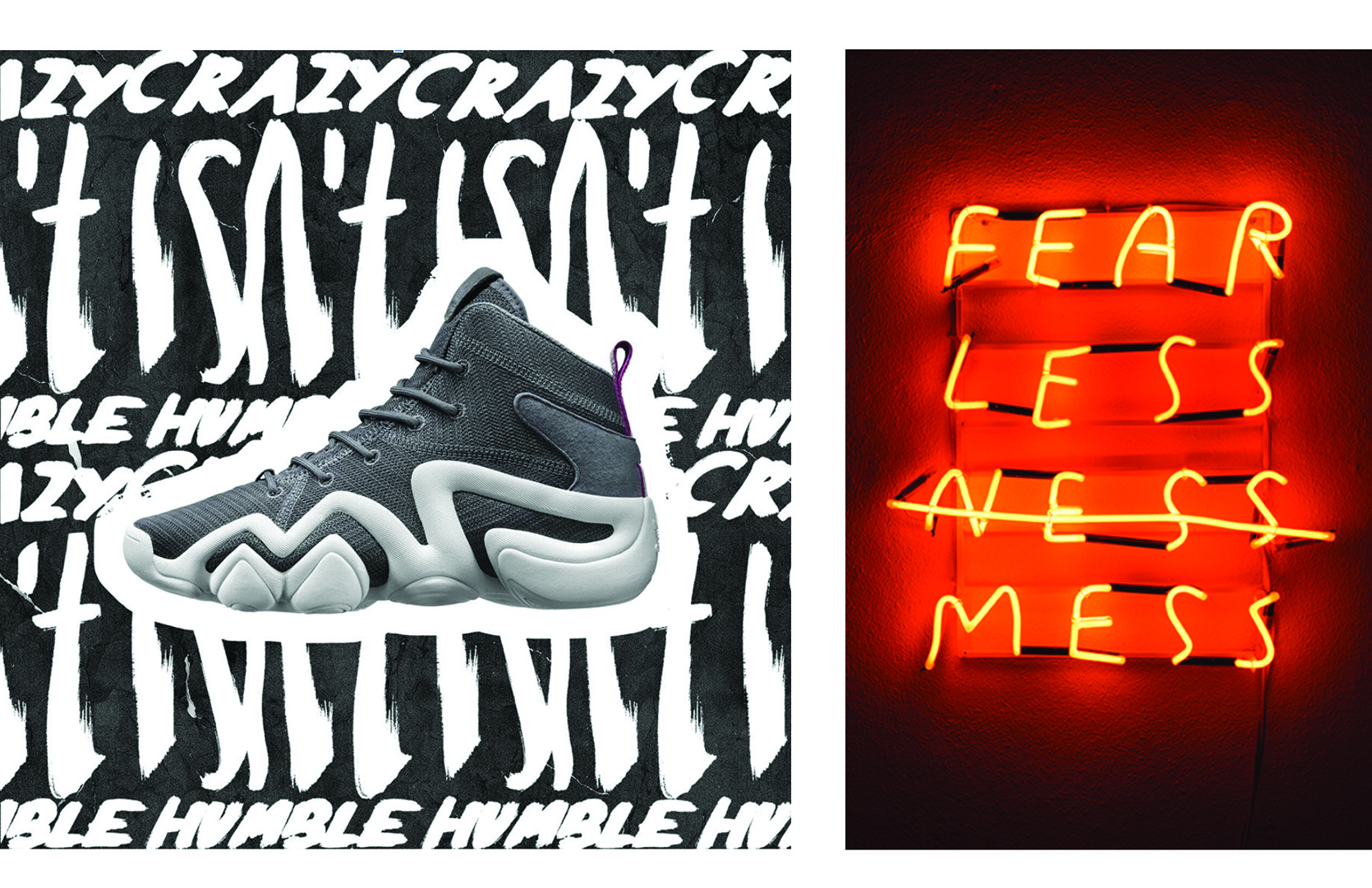 (L-R) Shoe Poster / Adidas Originals, Neon Sign / Artist / Wasted Rita