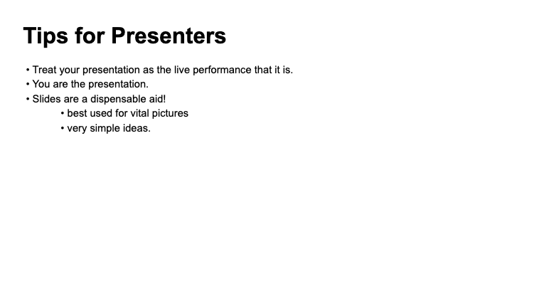 Tips for presenters