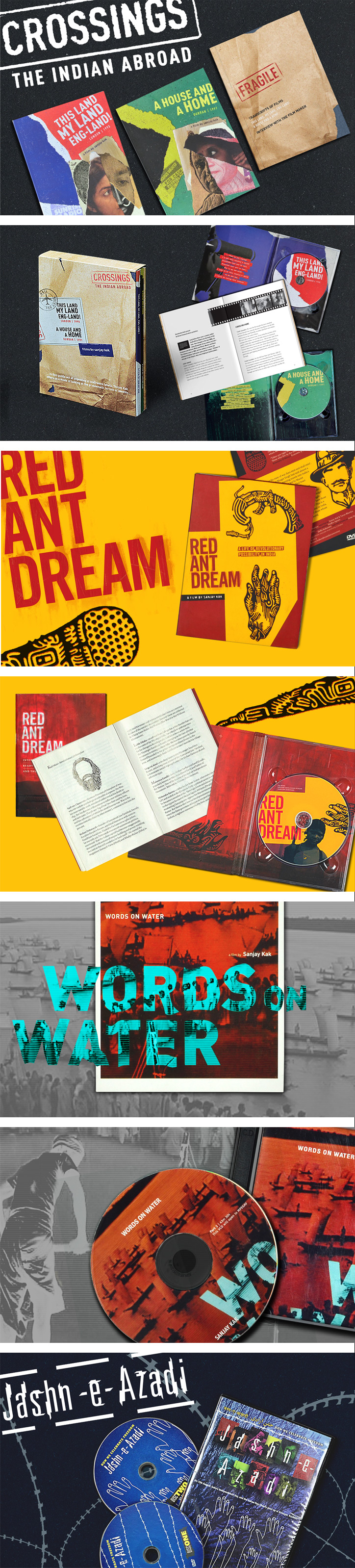 Promotion and packaging for Crossings, Words on Water, Jashn-e-Azadi, Red Ant Dream